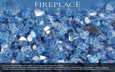 Bali Blue Reflective Nugget Fireplace Glass