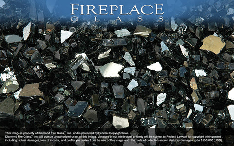 Black Reflective Crystal Fireplace Glass