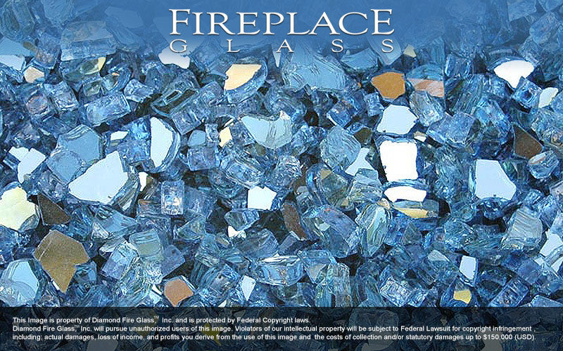 Blue Reflective Crystal Fireplace Glass