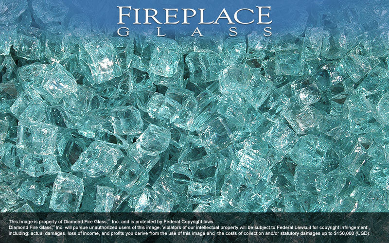 Caribbean Teal Nugget Fireplace Glass