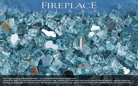 Caribbean Teal Reflective Nugget Fireplace Glass