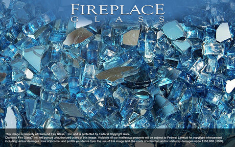 Cobalt Dark Blue Reflective Crystal Fireplace Glass
