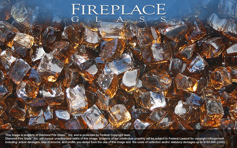 Copper Nugget Fireplace Glass