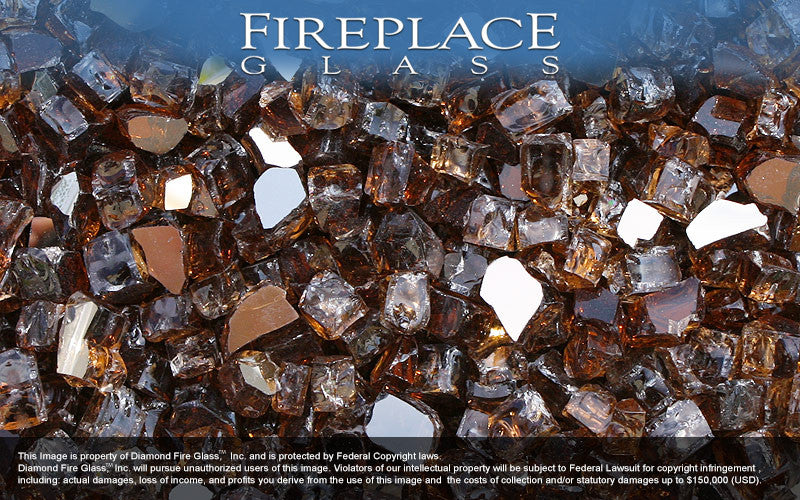 Copper Reflective Nugget Fireplace Glass