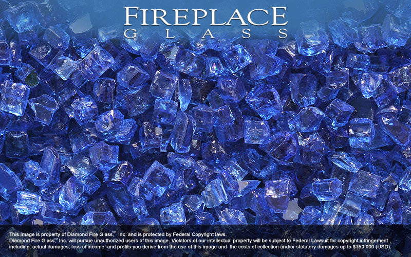 Electric Blue Nugget Fireplace Glass