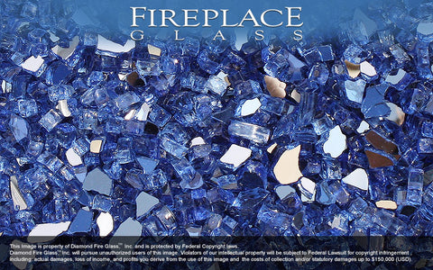 Electric Blue Reflective Crystal Fireplace Glass