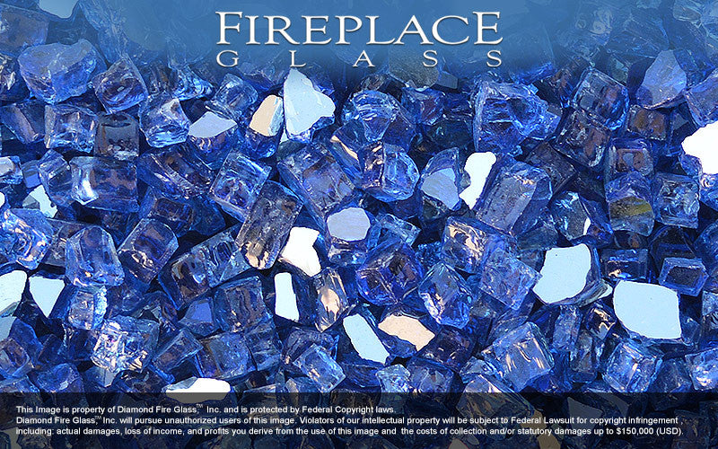 Electric Blue Reflective Nugget Fireplace Glass