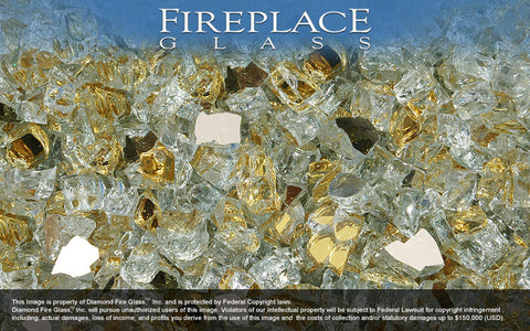 Gold Reflective Nugget Fireplace Glass