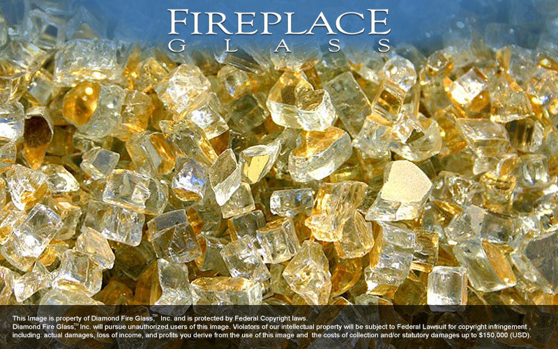 Gold Reflective Crystal Fireplace Glass