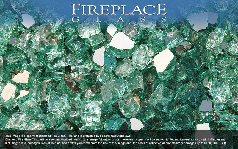 Green Reflective Nugget Fireplace Glass