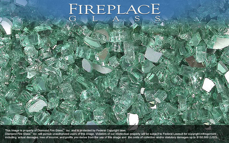 Green Reflective Crystal Fireplace Glass