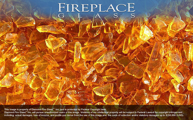 Honey Yellow Crystal Fireplace Glass