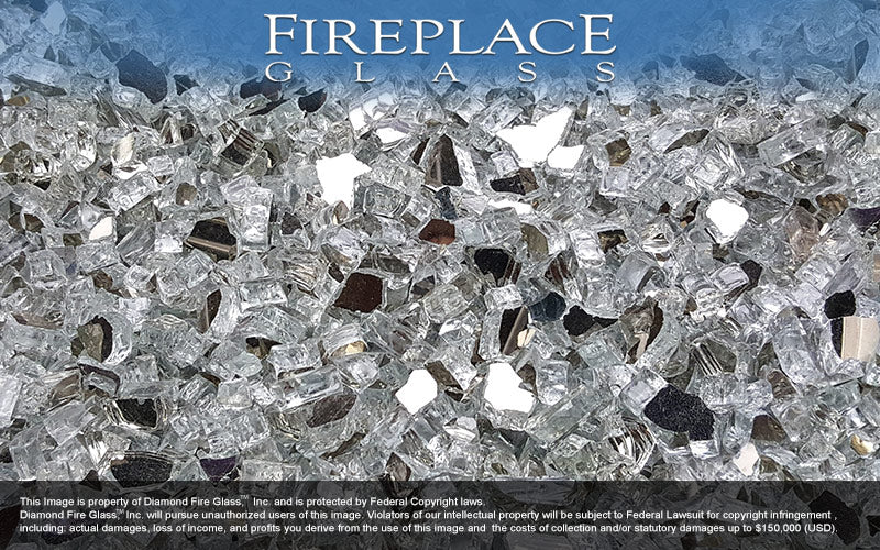 Silver Reflective Crystal Fireplace Glass