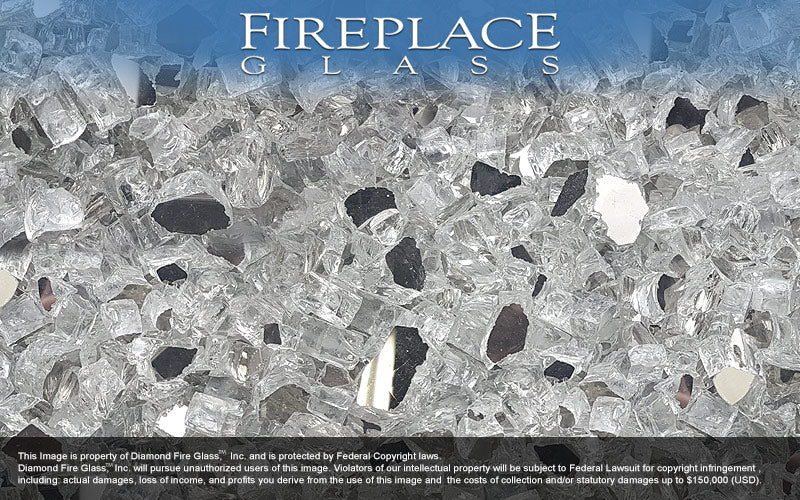 Silver Reflective Nugget Fireplace Glass